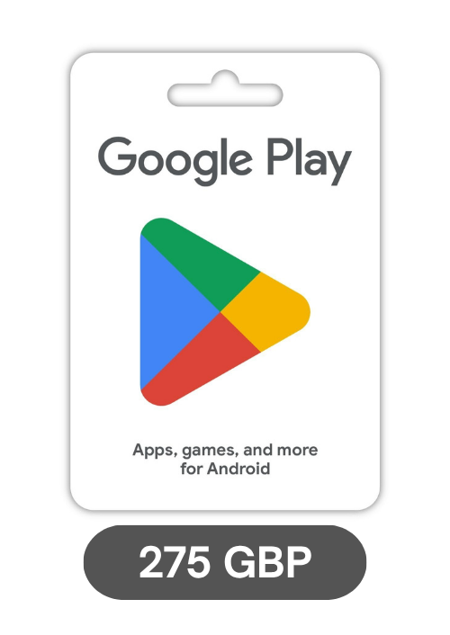 Google Play Gift Card - 300 GBP Redeem in United Kingdom